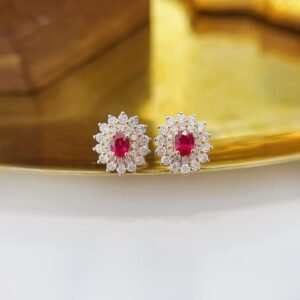 Ruby Earring 0.42 Cts in 18k Gold Jewelry