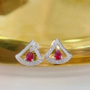 Ruby Earring 0.44 Cts in 18k Gold Jewelry