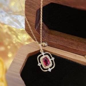 Ruby Pendant 0.44 Cts in 18k Gold Jewelry